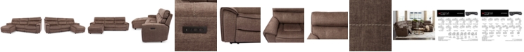 Furniture Hutchenson 3-Pc. Fabric Chaise Sectional with Power Recliner and Power Headrest